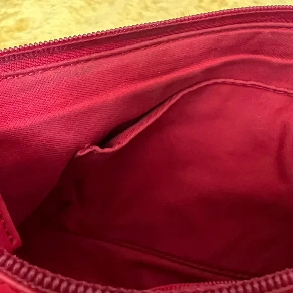 Vintage Fossil Crossbody Cherry red leather zip closure purse as is - Picture 12 of 15